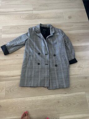 Madewell Gray Plaid Double-Breasted Blazer